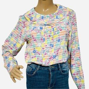 Cormani Collection Vintage Multicolor Polyester Blouse Size 8